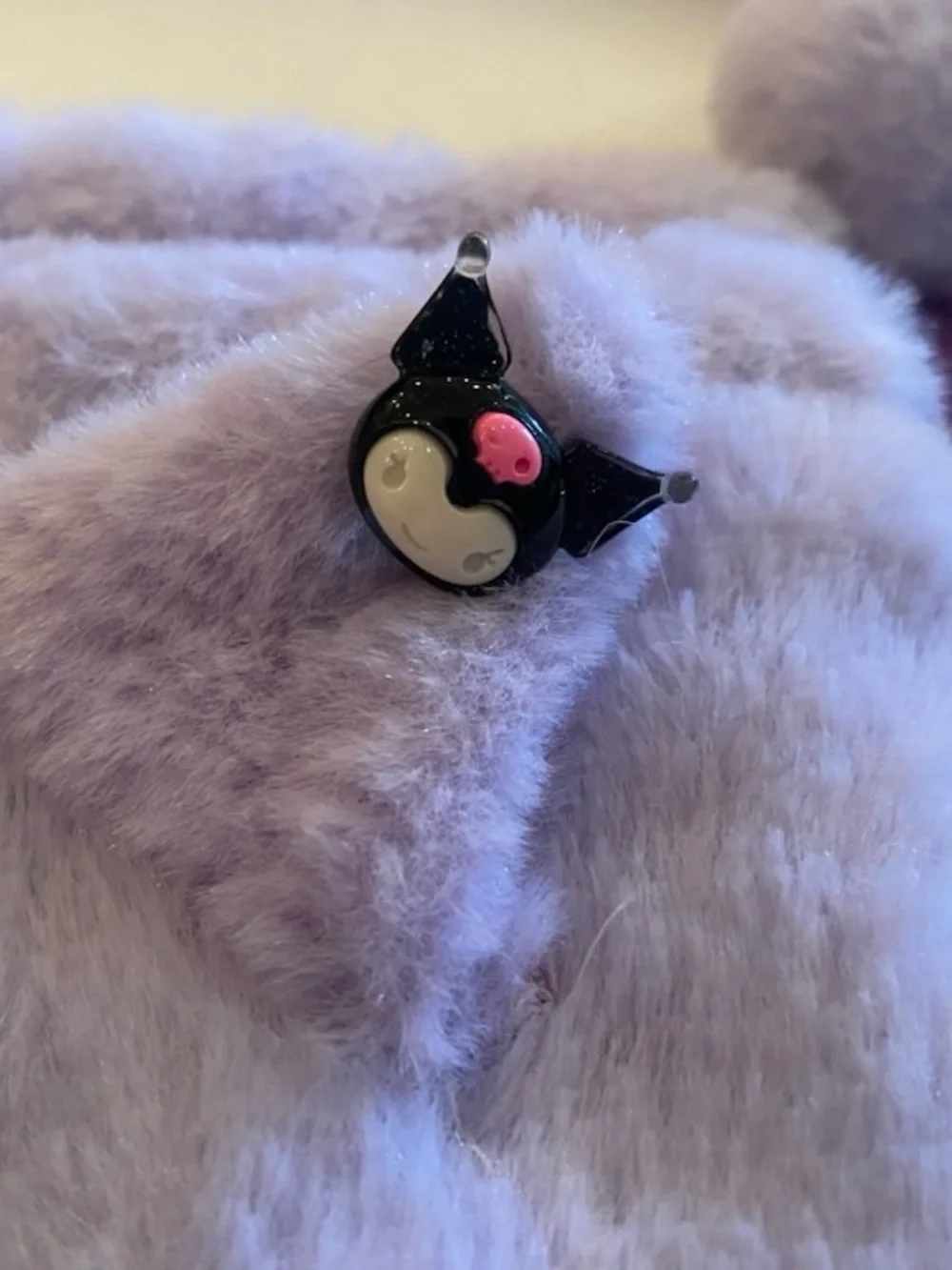 A Purple Kuromi Plush Character Drawstring Crossbody Bag for Kids